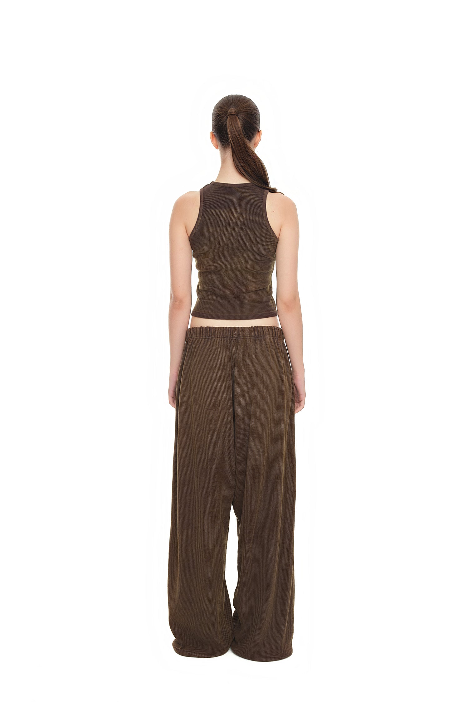 WESTERN BEAD WAFFLE PANTS (WASHED BROWN)