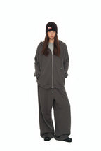 WESTERN BEAD WAFFLE ZIP-UP HOODIE (CHARCOAL)