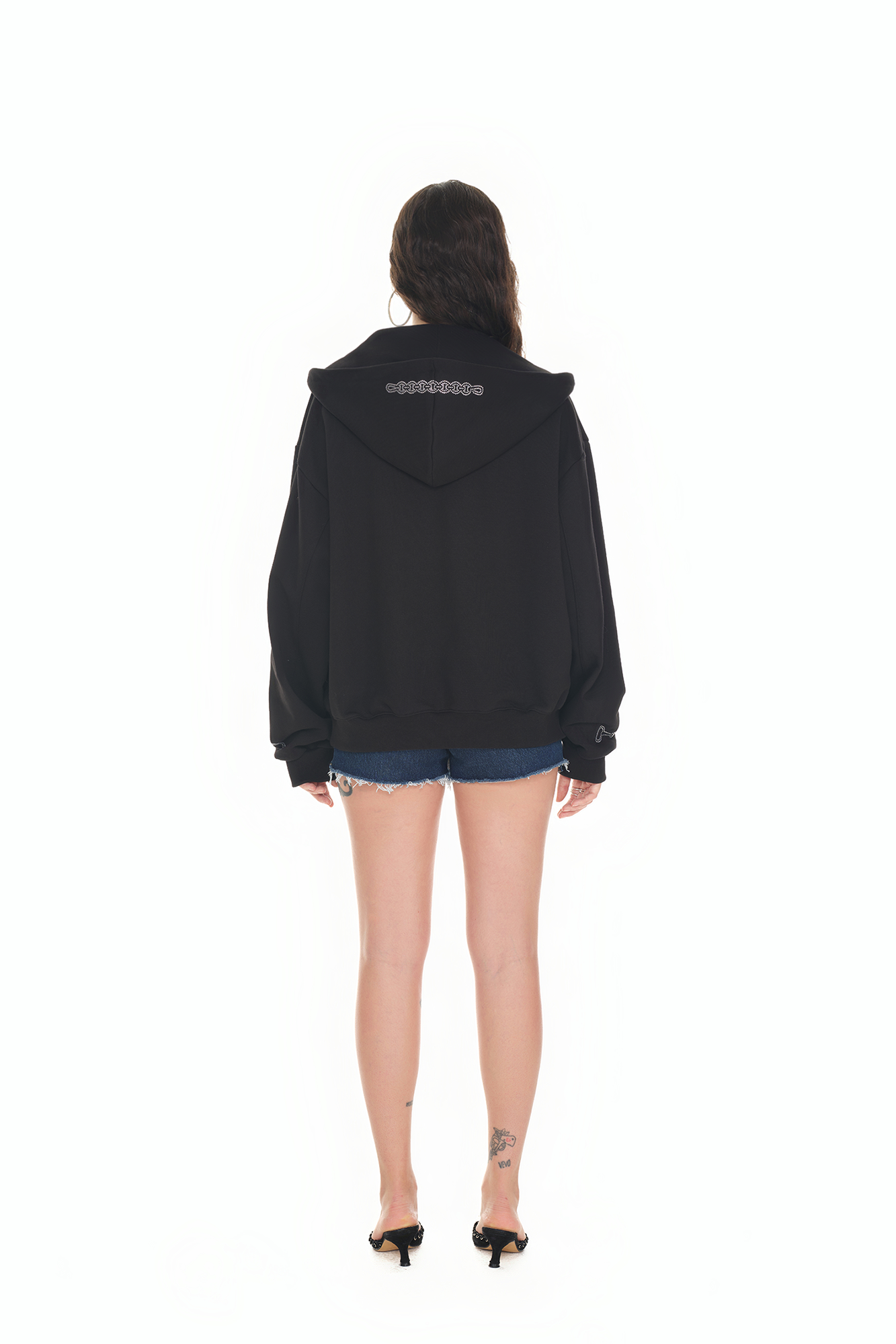 WESTERN HOTFIX ZIP-UP HOODIE (BLACK)