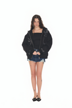 WESTERN HOTFIX ZIP-UP HOODIE (BLACK)
