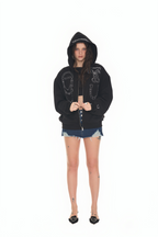 WESTERN HOTFIX ZIP-UP HOODIE (BLACK)