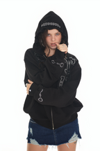 WESTERN HOTFIX ZIP-UP HOODIE (BLACK)