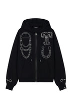 WESTERN HOTFIX ZIP-UP HOODIE (BLACK)