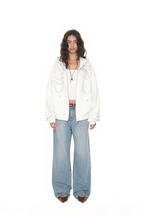 WESTERN HOTFIX ZIP-UP HOODIE (WHITE)
