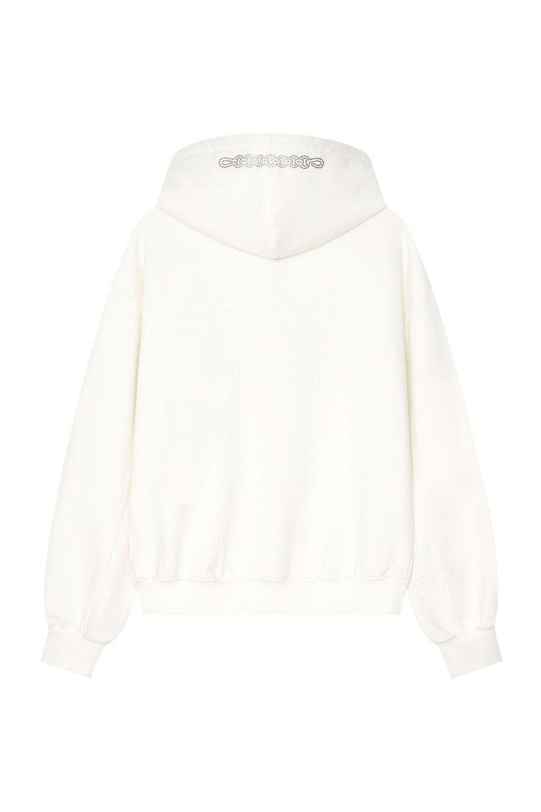 WESTERN HOTFIX ZIP-UP HOODIE (WHITE)