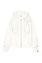 WESTERN HOTFIX ZIP-UP HOODIE (WHITE)