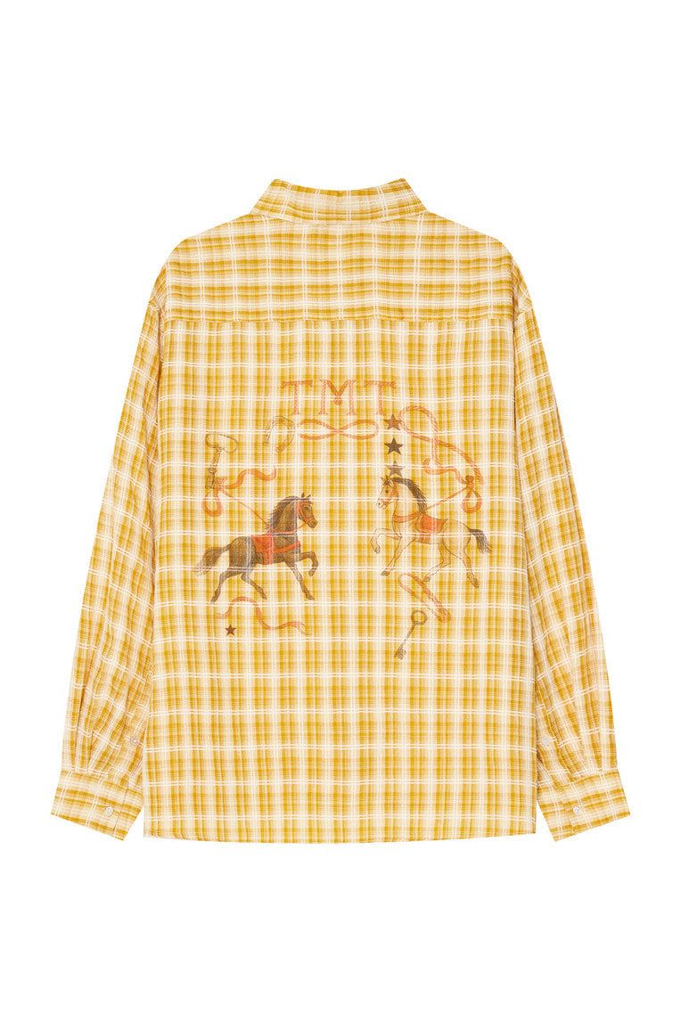 WESTERN PLAID OVERSIZED SHIRT (YELLOW)