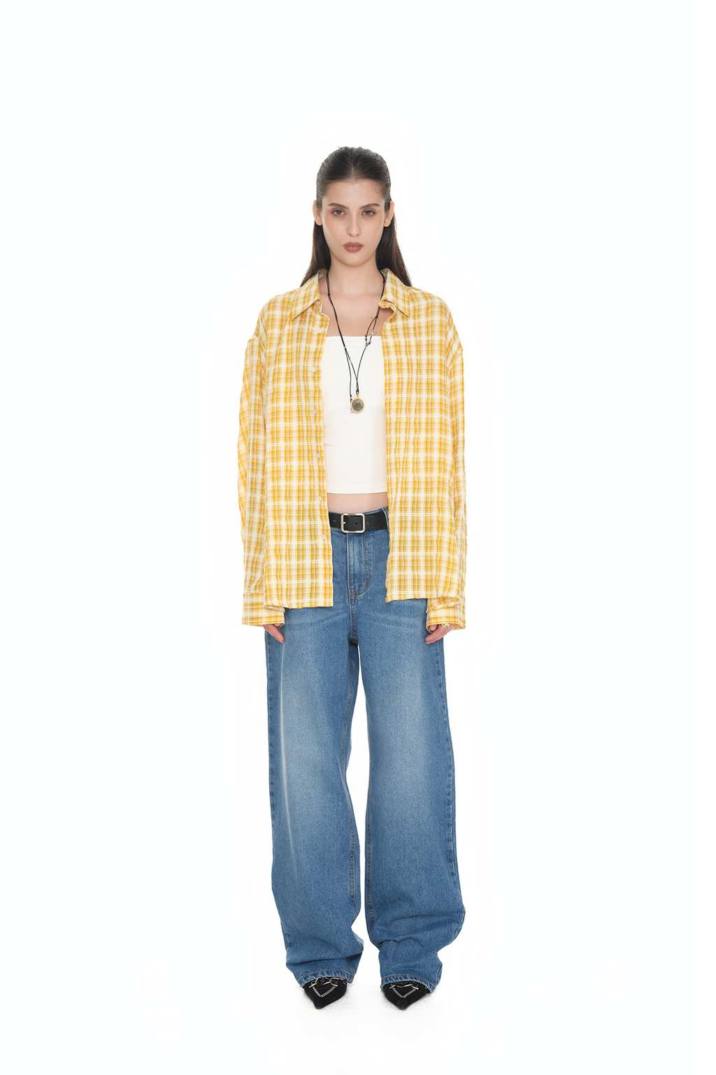 WESTERN PLAID OVERSIZED SHIRT (YELLOW)
