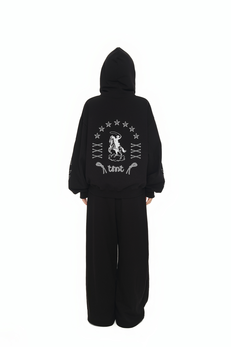 WESTERN STITCH ZIP-UP HOODIE (BLACK)