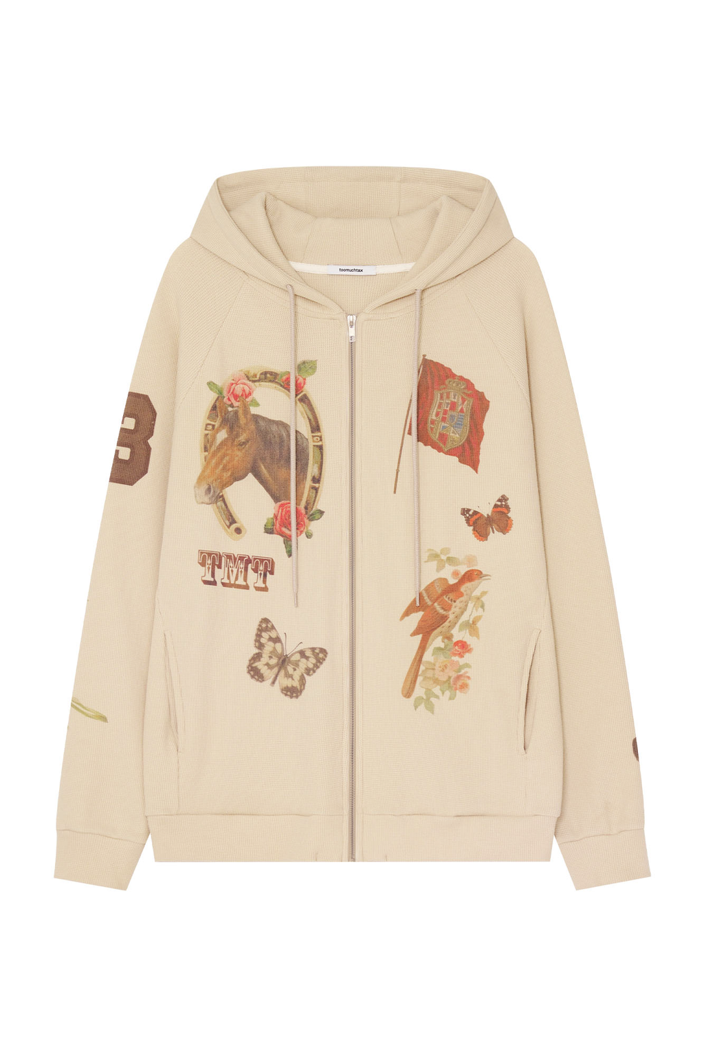 WESTERN WAFFLE ZIP-UP HOODIE (BEIGE)