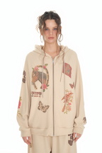 WESTERN WAFFLE ZIP-UP HOODIE (BEIGE)