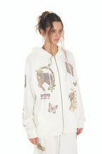 WESTERN WAFFLE ZIP-UP HOODIE (WHITE)