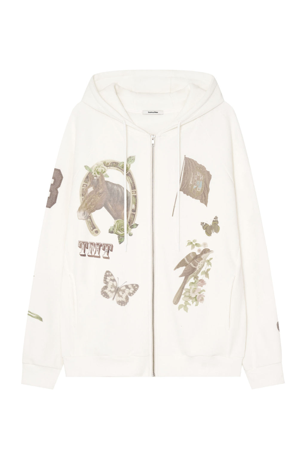 WESTERN WAFFLE ZIP-UP HOODIE (WHITE)