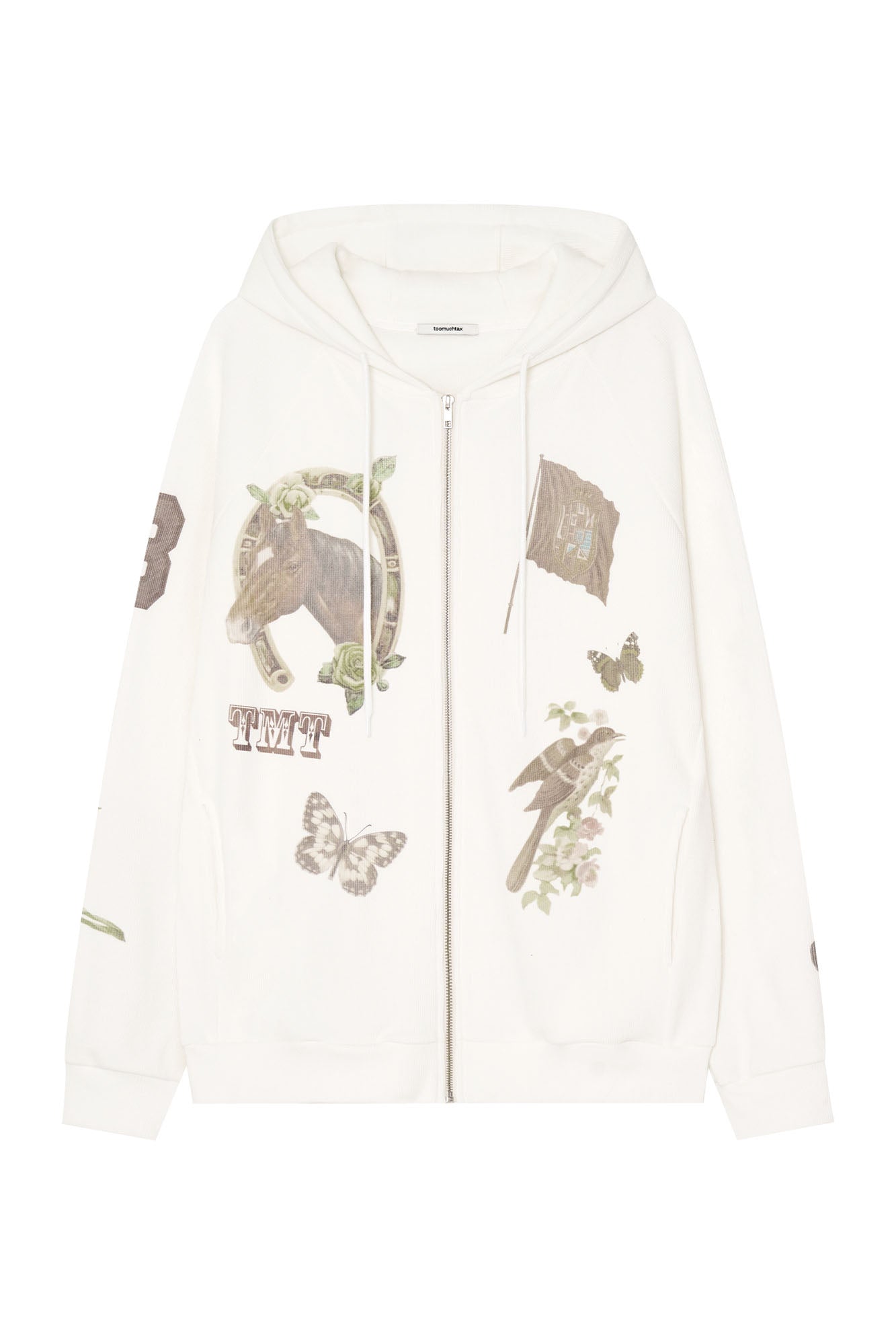 WESTERN WAFFLE ZIP-UP HOODIE (WHITE)