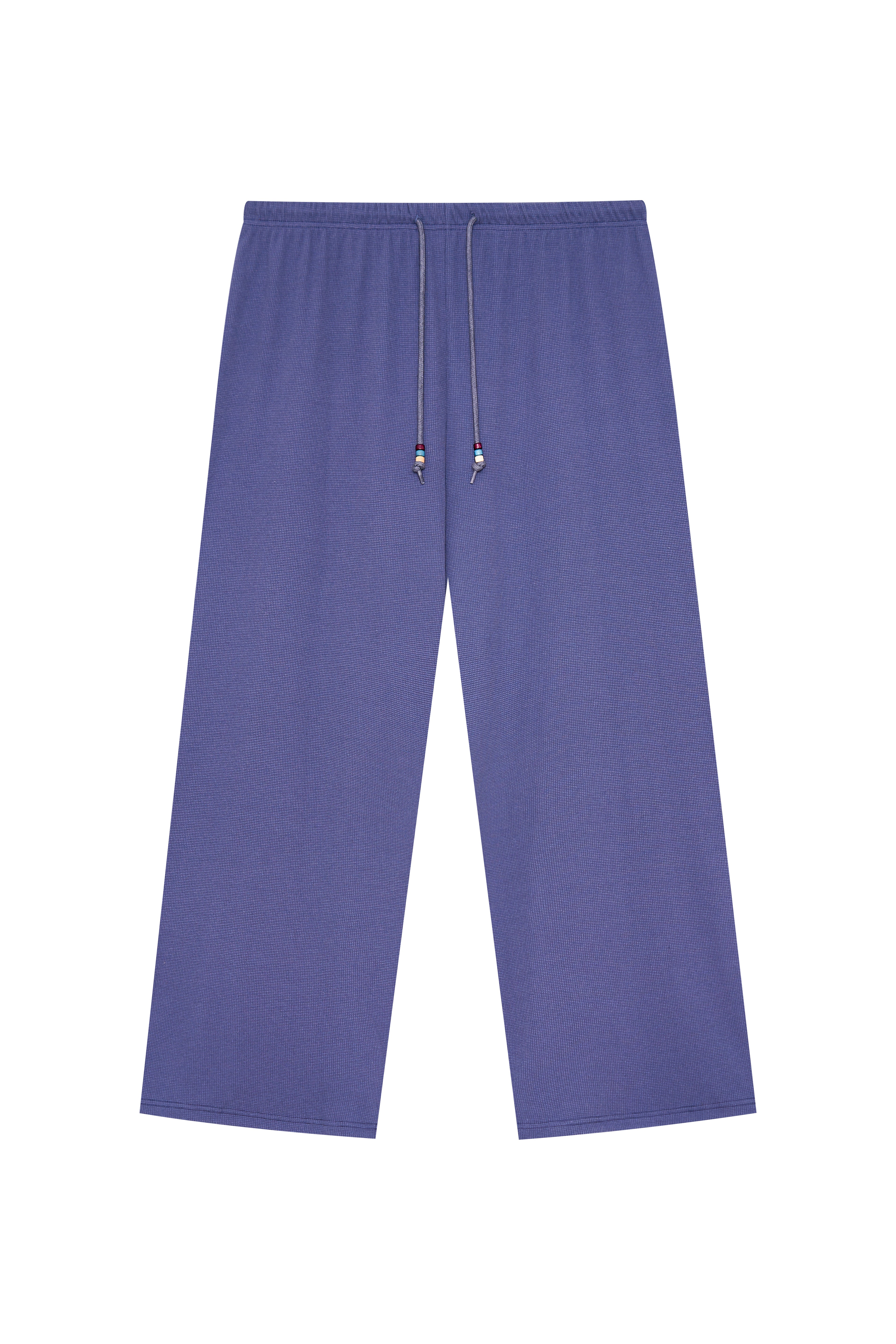 WOOD BEAD WAFFLE PANTS (BLUE)