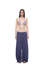 WOOD BEAD WAFFLE PANTS (BLUE)