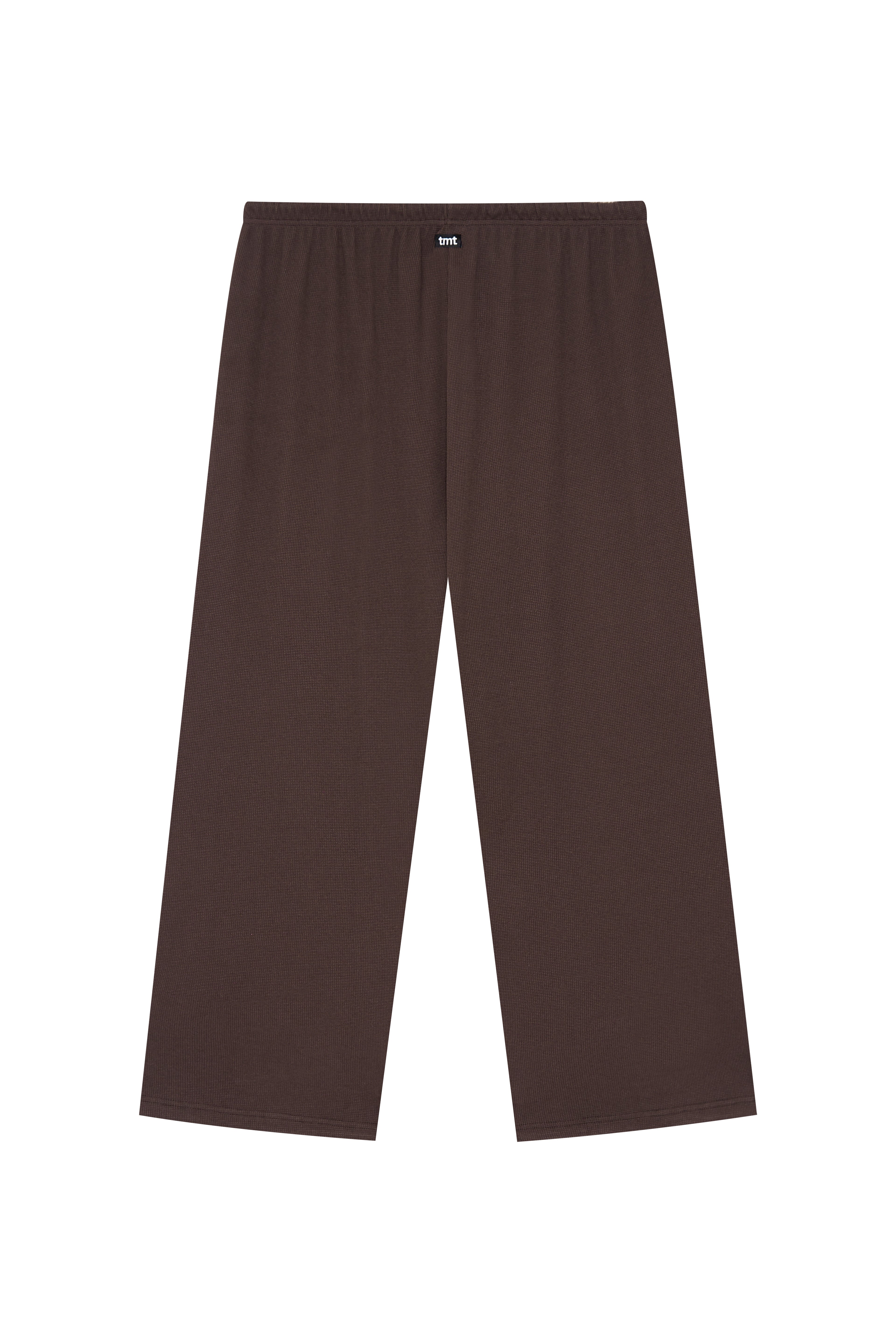 WOOD BEAD WAFFLE PANTS (BROWN)