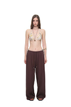 WOOD BEAD WAFFLE PANTS (BROWN)