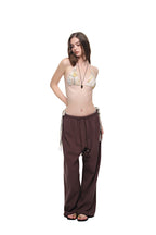 WOOD BEAD WAFFLE PANTS (BROWN)