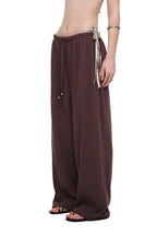 WOOD BEAD WAFFLE PANTS (BROWN)