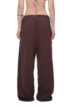 WOOD BEAD WAFFLE PANTS (BROWN)