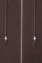 WOOD BEAD WAFFLE ZIP-UP HOODIE (BROWN)