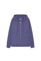 WOOD BEAD WAFFLE ZIP-UP HOODIE (BLUE)