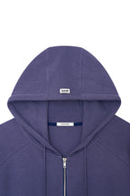 WOOD BEAD WAFFLE ZIP-UP HOODIE (BLUE)