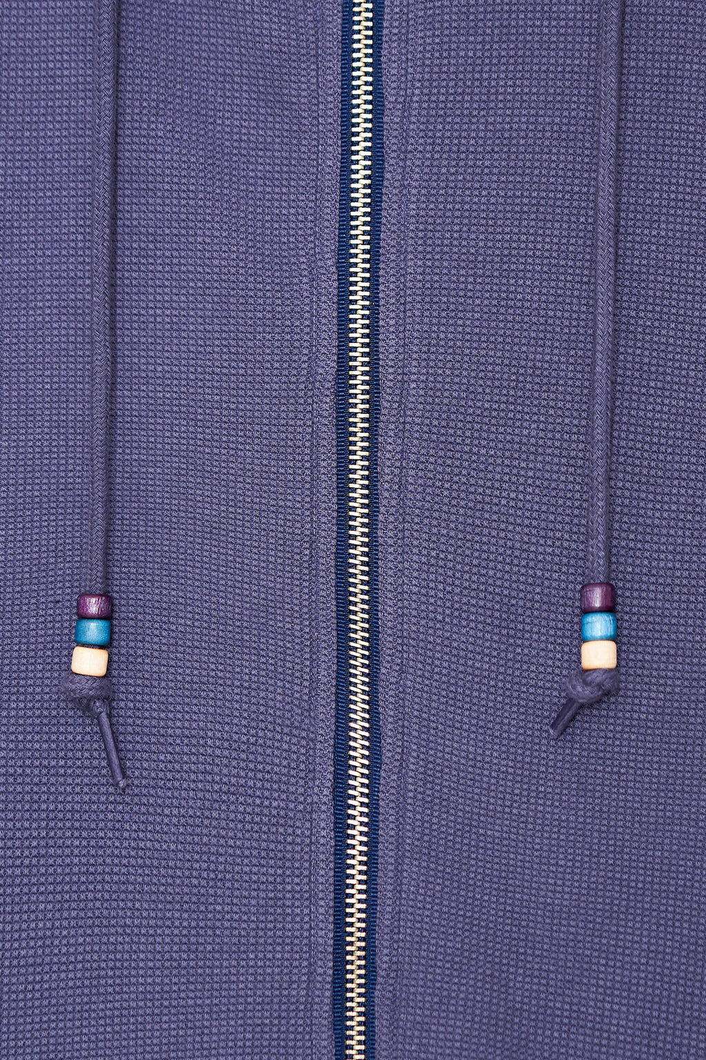WOOD BEAD WAFFLE ZIP-UP HOODIE (BLUE)
