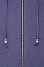 WOOD BEAD WAFFLE ZIP-UP HOODIE (BLUE)