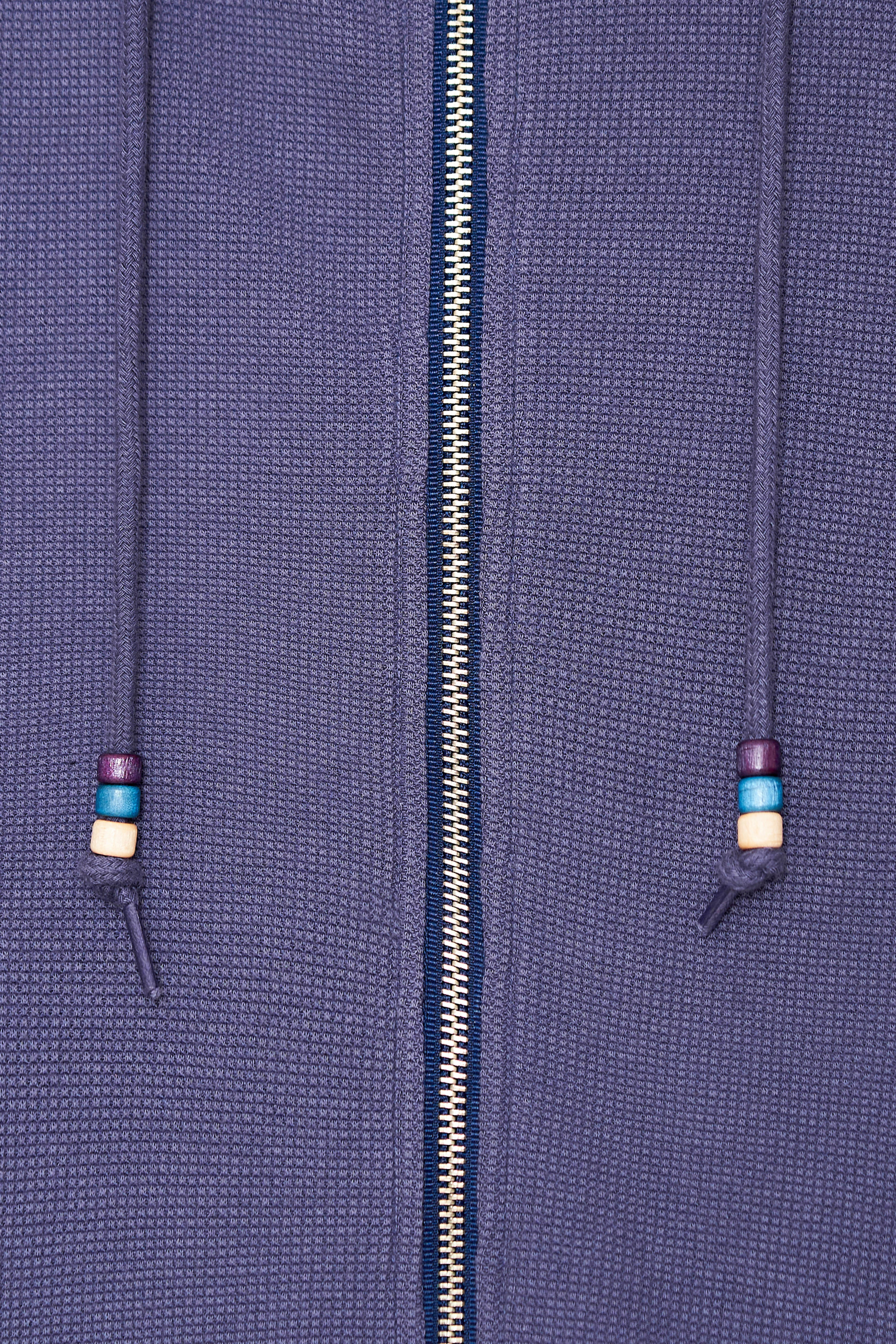 WOOD BEAD WAFFLE ZIP-UP HOODIE (BLUE)