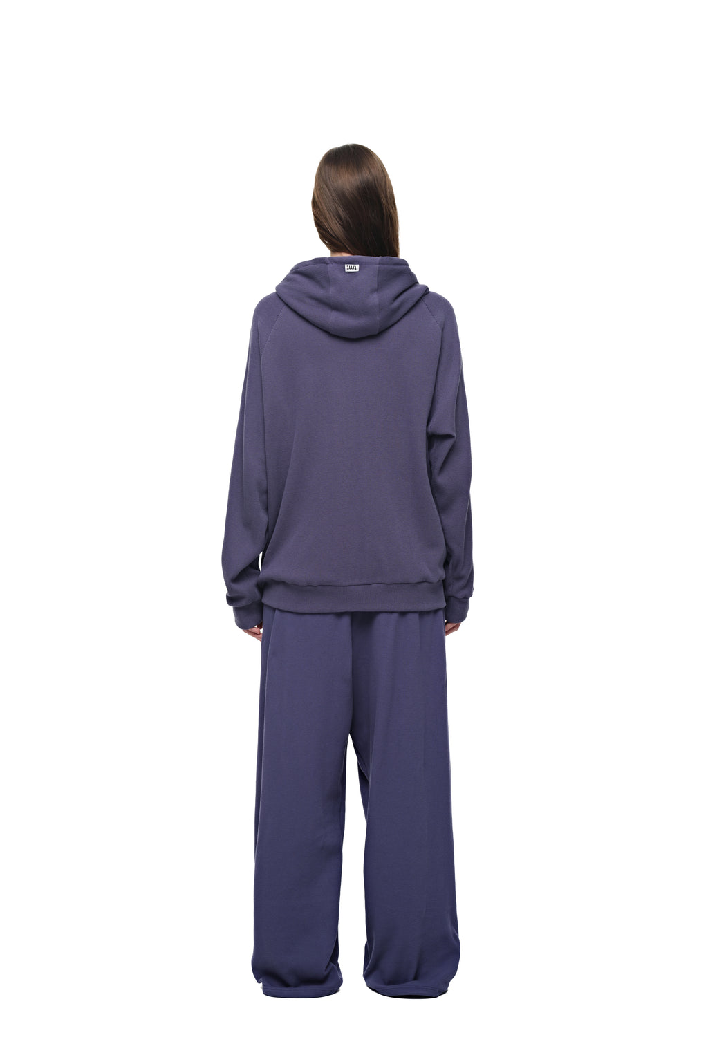 WOOD BEAD WAFFLE ZIP-UP HOODIE (BLUE)