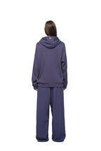 WOOD BEAD WAFFLE ZIP-UP HOODIE (BLUE)