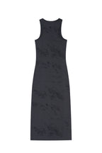 Black sleeveless dress on a white background