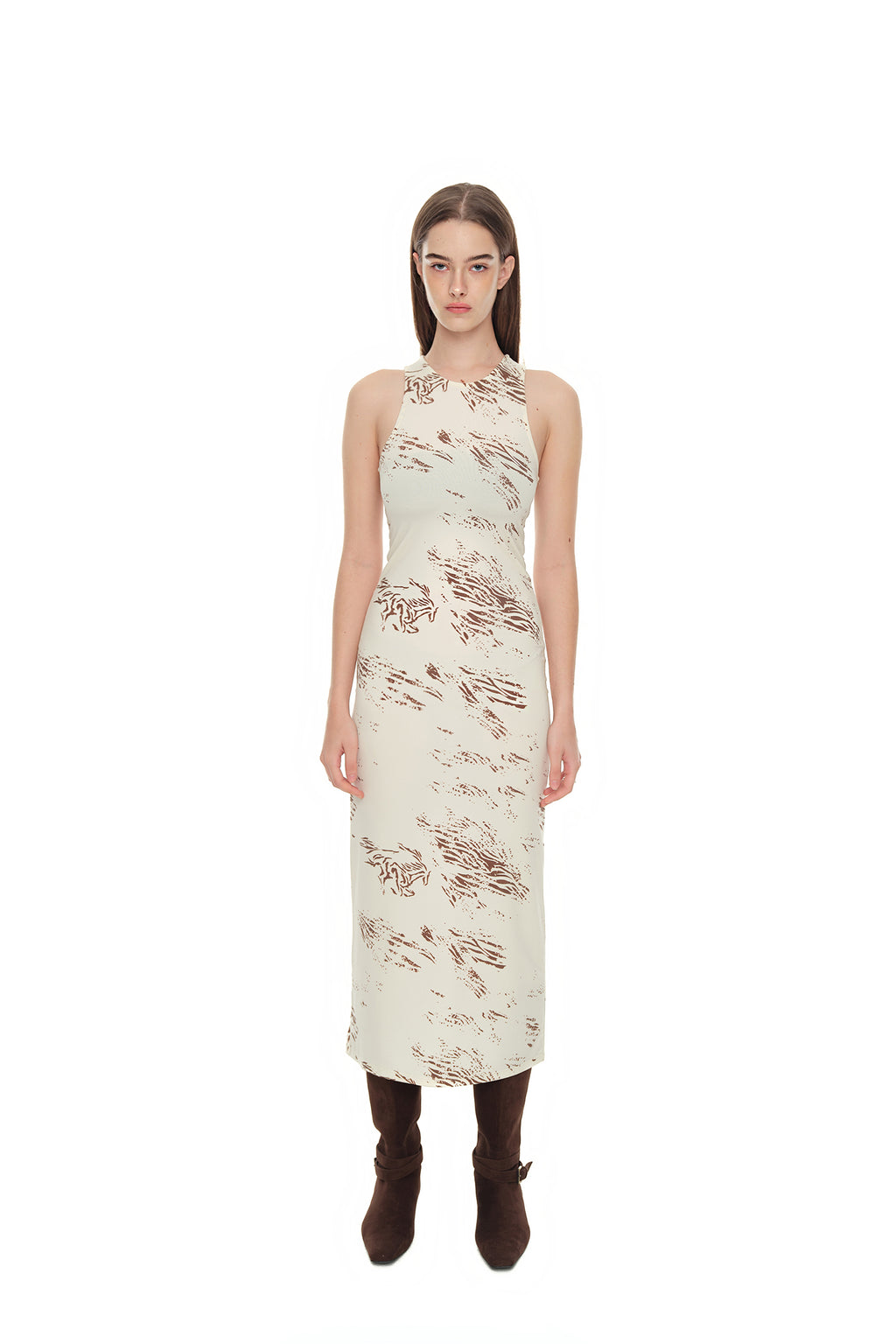 ZEBRA JERSEY MAXI DRESS (IVORY)