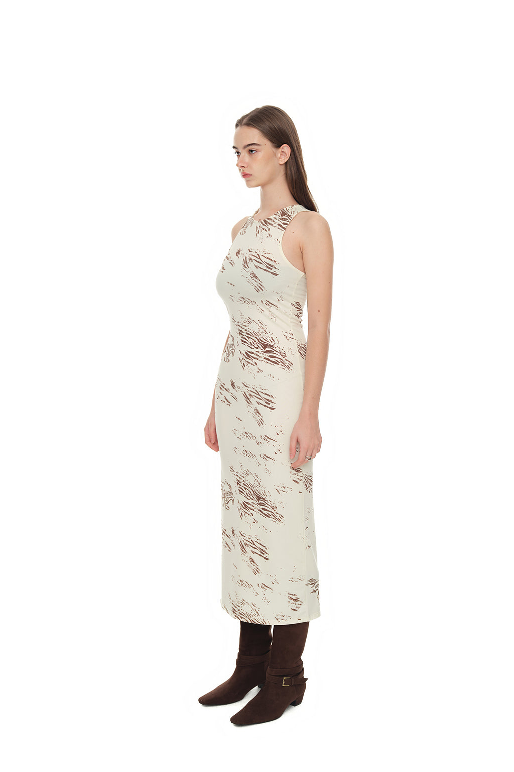 ZEBRA JERSEY MAXI DRESS (IVORY)