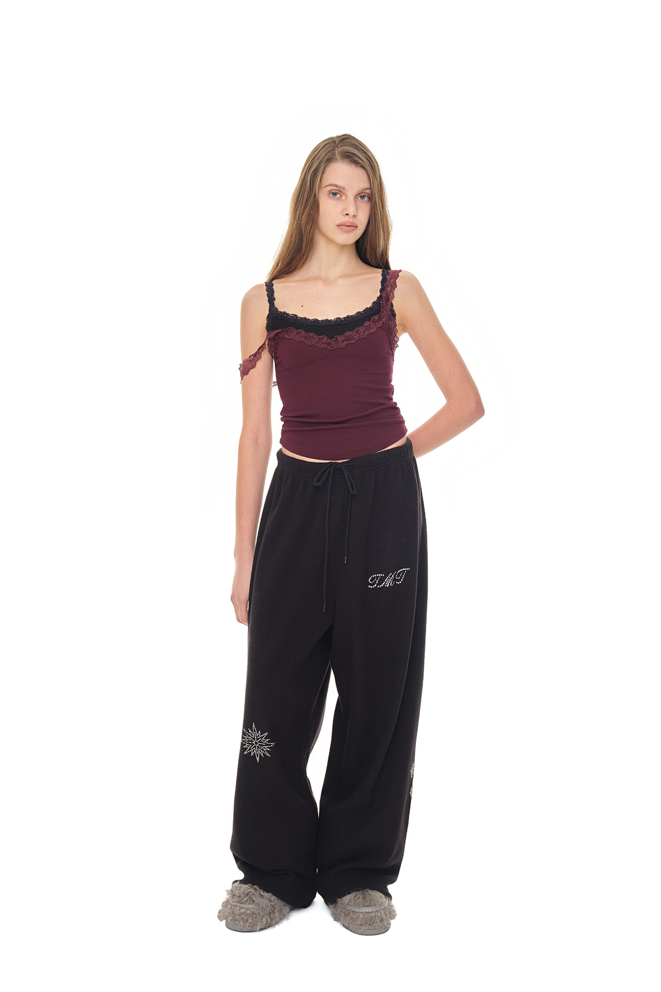 ZODIAC HOTFIX WAFFLE PANTS (BLACK)