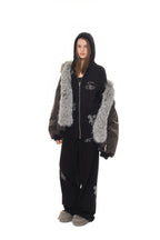 ZODIAC HOTFIX WAFFLE ZIP-UP HOODIE (BLACK)