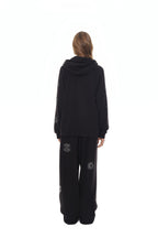 ZODIAC HOTFIX WAFFLE ZIP-UP HOODIE (BLACK)