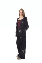 ZODIAC HOTFIX WAFFLE ZIP-UP HOODIE (BLACK)