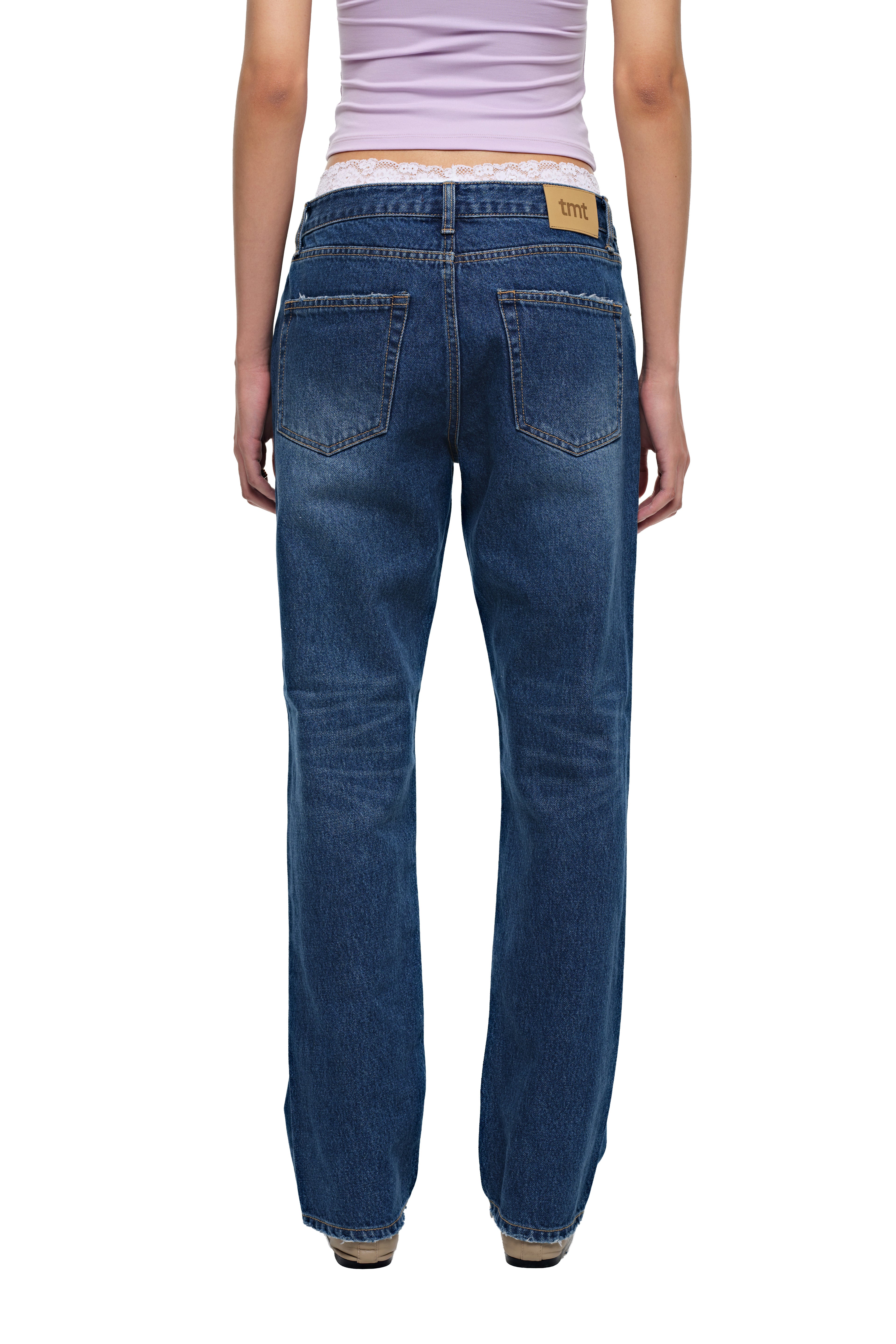 SLIM STRAIGHT-FIT JEANS (BLUE)