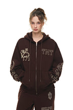 ORNAMENT 03 STITCH ZIP-UP HOODIE (BROWN) - 7