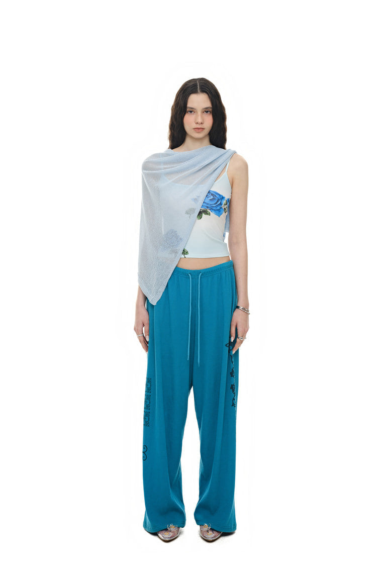 SHEER LINEN KNIT SHAWL (LIGHT BLUE)