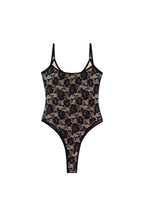 DEEP ROUND NECK LACE BODYSUIT (BLACK)