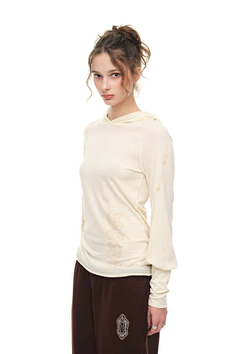 SHEER SLIM-FIT HOODIE (IVORY)