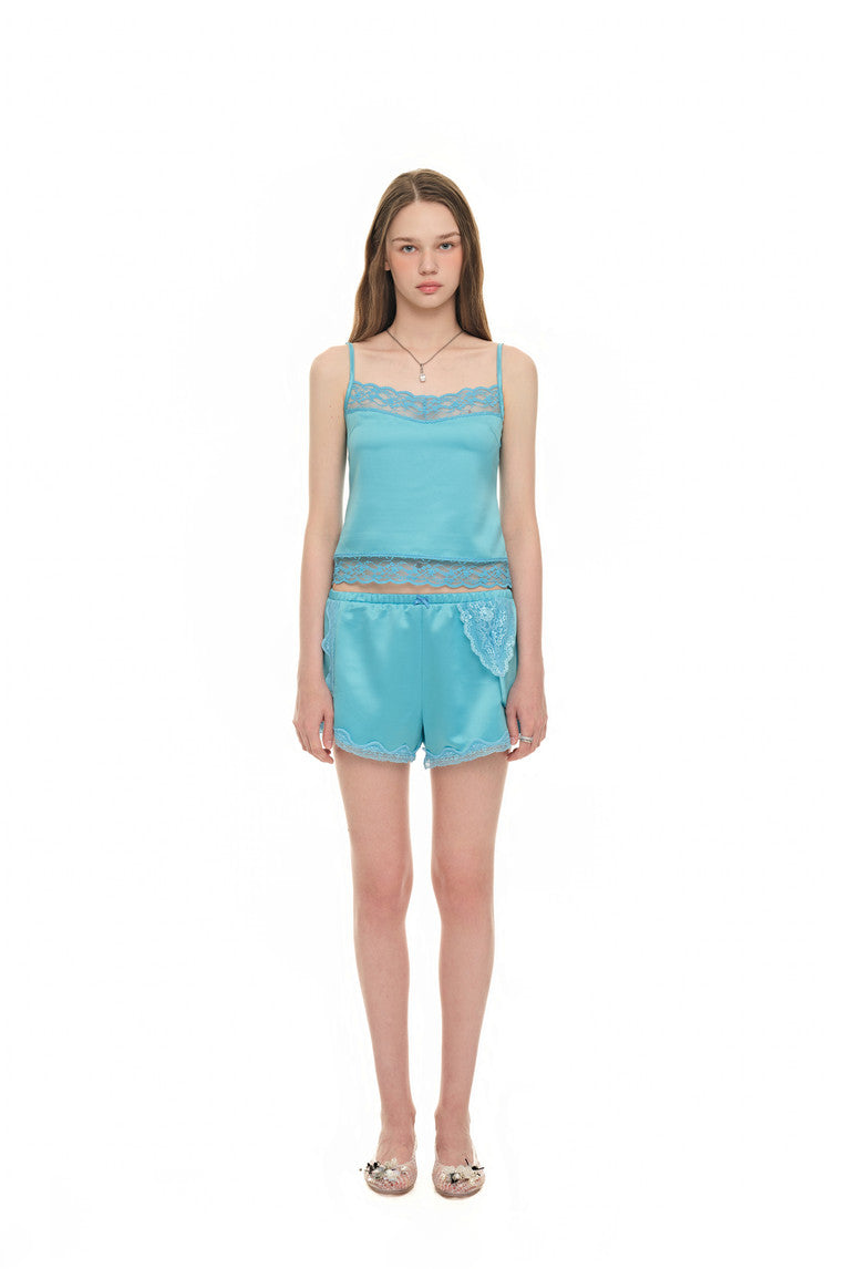 LACE TRIM SLIP CAMISOLE (BLUE)