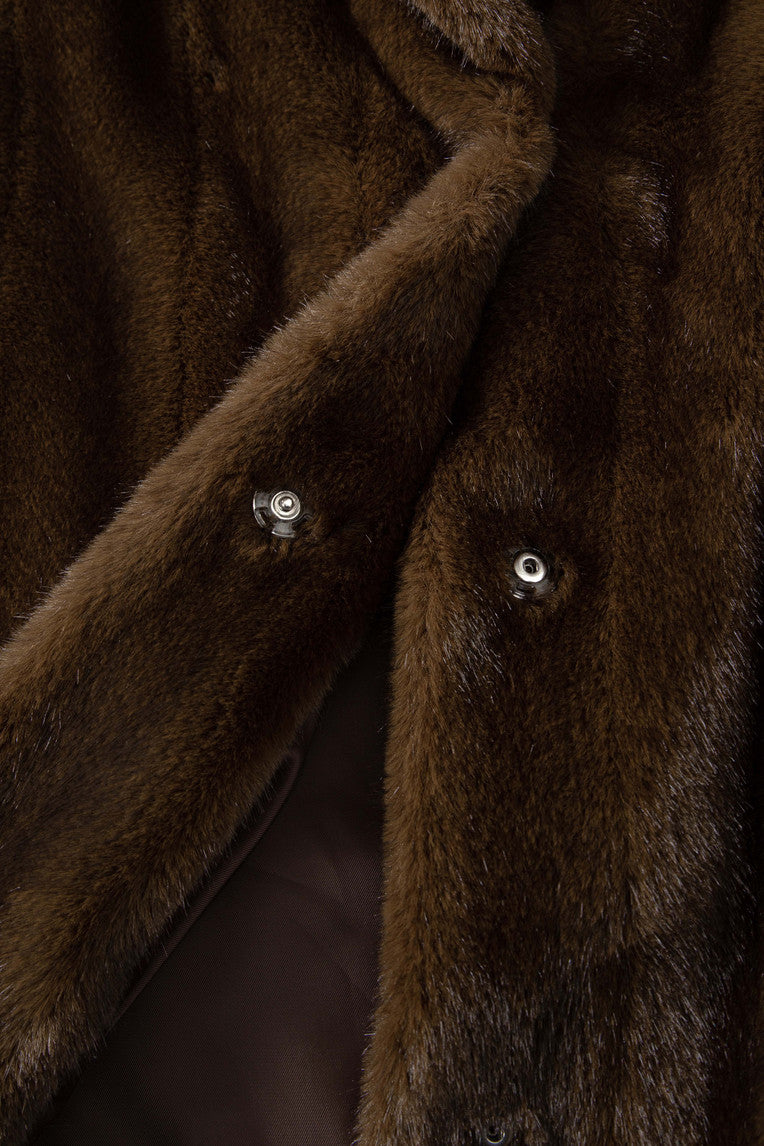 FAUX FUR LONG COAT (BROWN) - 11