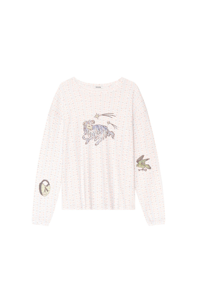 WALLPAPER POINTELLE LONG SLEEVE T-SHIRT (WHITE)