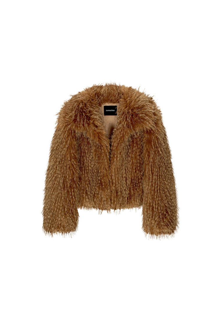 FAUX FUR 02 CROPPED JACKET (CAMEL) - 9