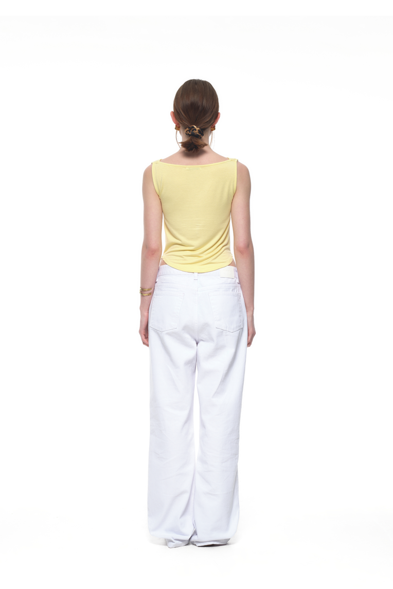 ASYMMETRIC ONE SHOULDER SLEEVELESS TOP (LEMON)